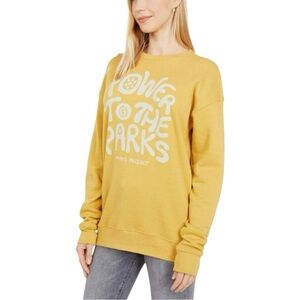 Parks Project Power To The Parks 70s Print Crew Neck Sweatshirt Yellow Womens XS